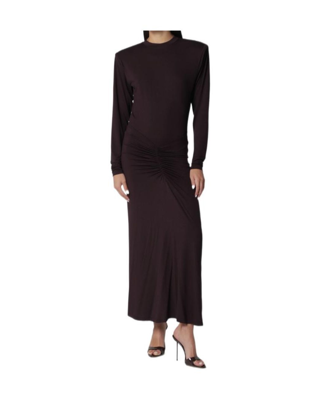 ANDAMANE Blue Ruched Long-Sleeve Dress