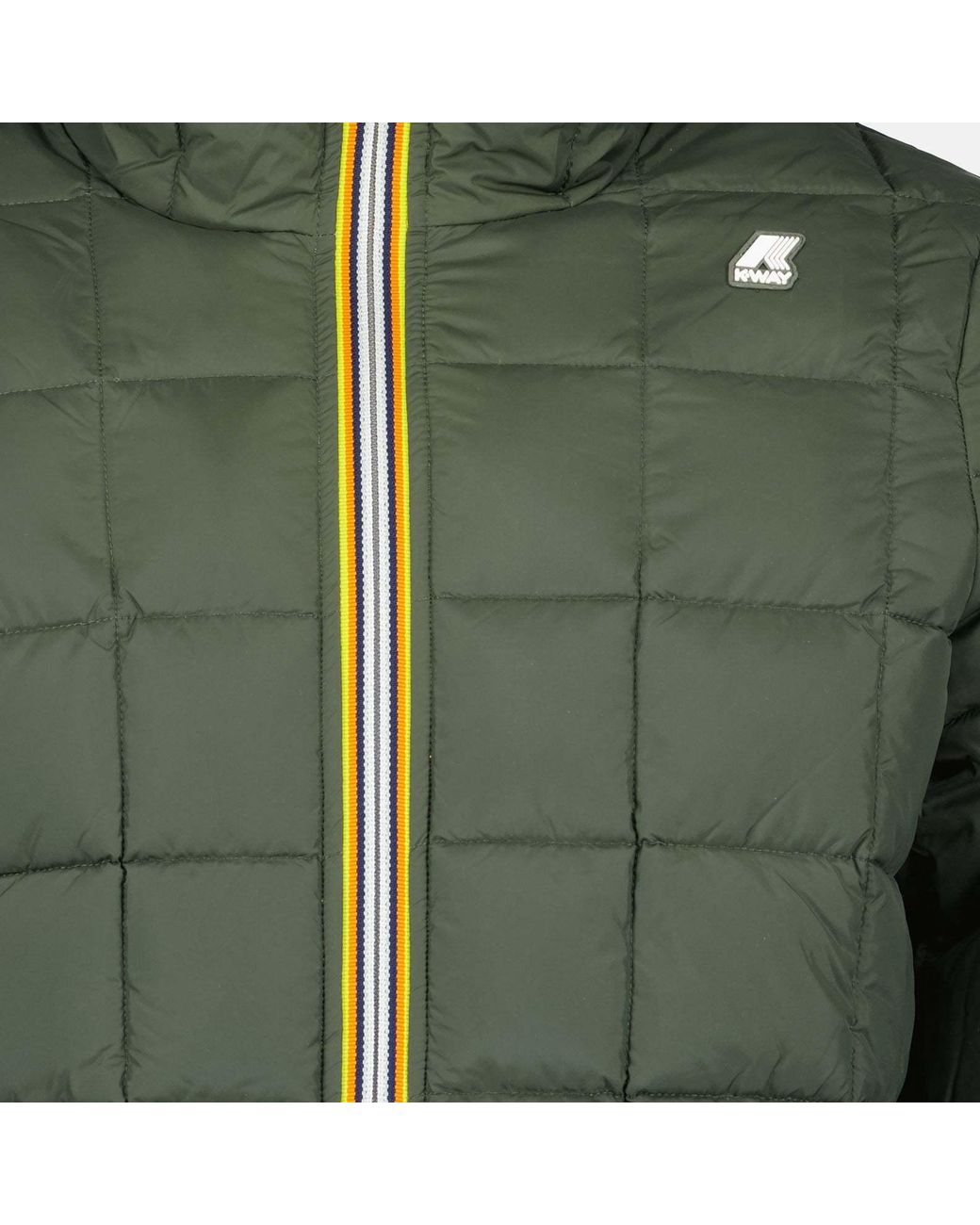 K-Way Yellow Logo-Patch Hooded Padded Jacket for men