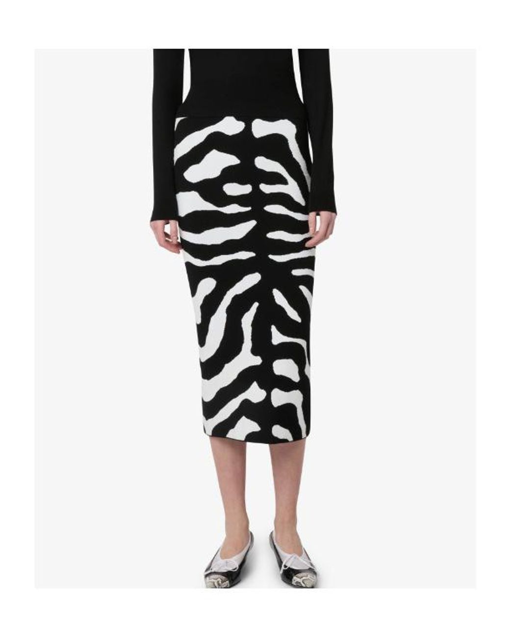 Moschino Black Printed Stretch Skirt