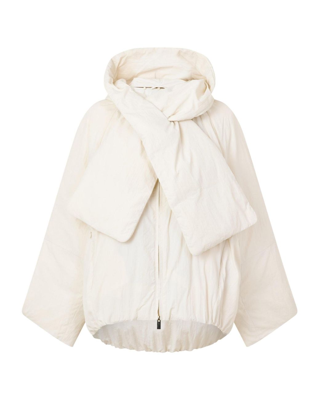 Marella White Zip-Up Hooded Casual Jacket