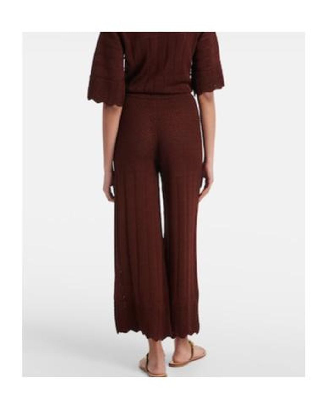 Eres Red Open-Knit Cotton-Blend Wide-Leg Pants