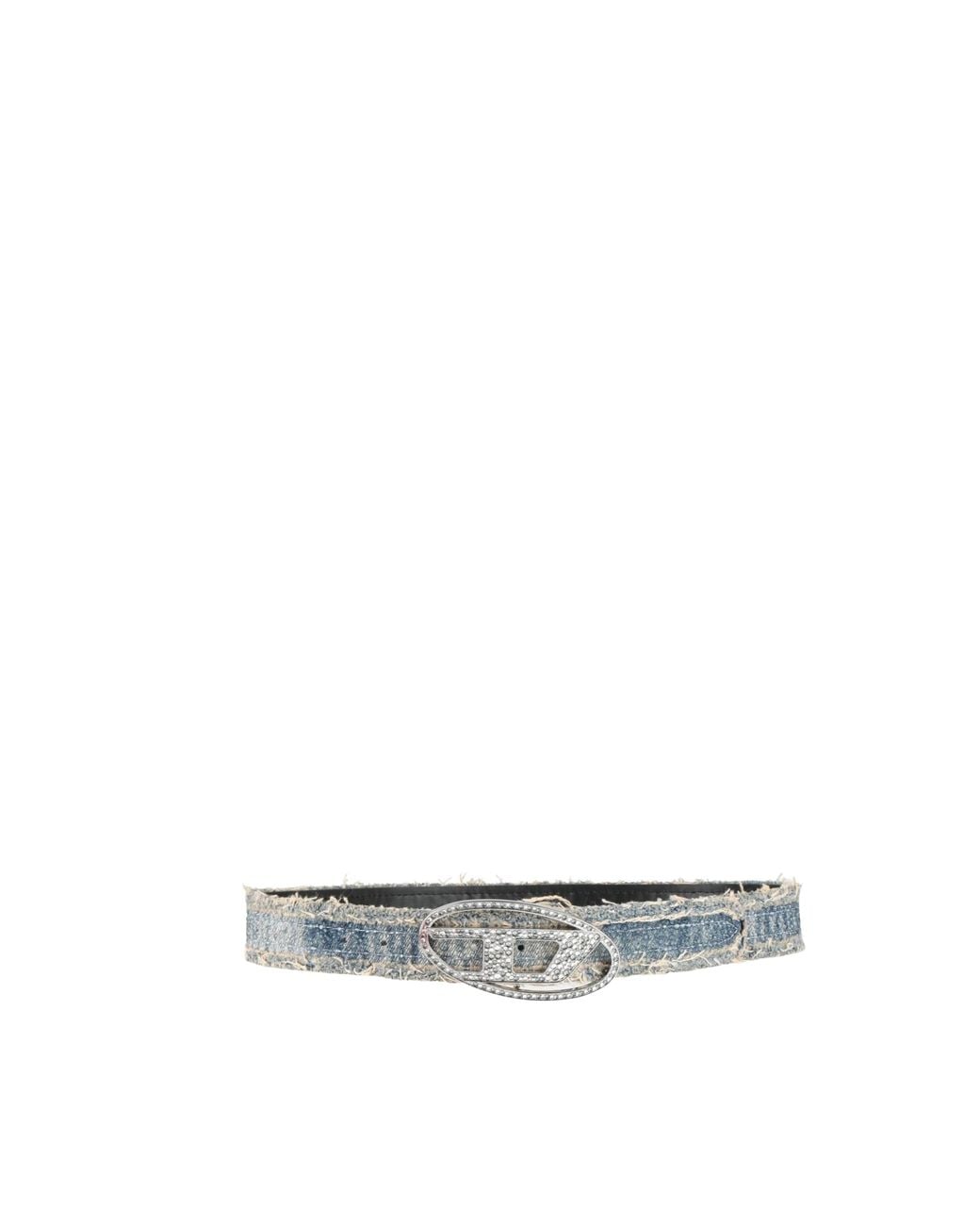 DIESEL White Two-Tone Denim Belt