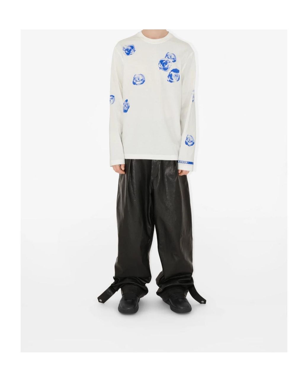 Burberry White Rose-Print Cotton T-Shirt for men