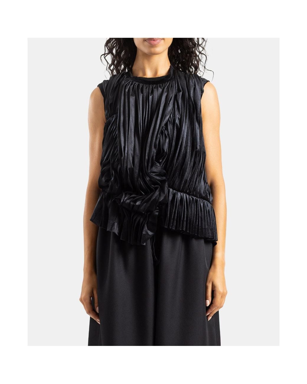 Comme des Garçons Black Comme Des Garçons Sleeveless Draped Pleated Blouse