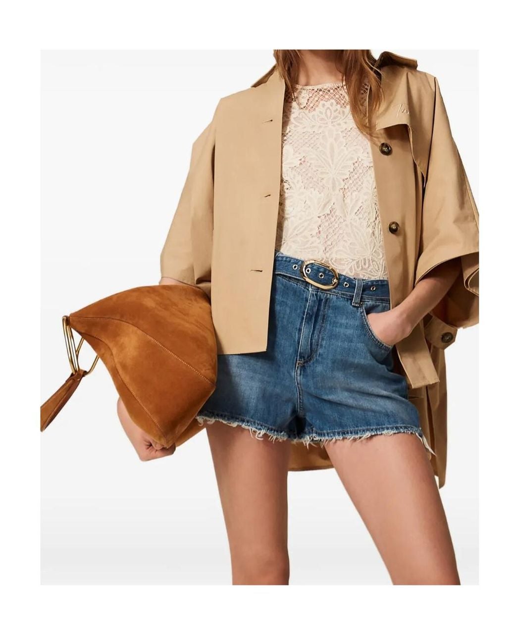 Twinset Blue Belt-Fastening Shorts