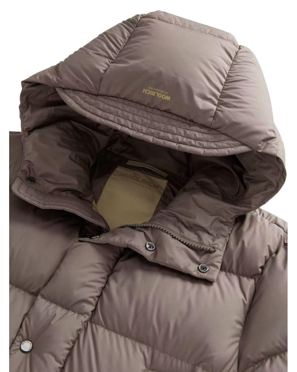 Woolrich Brown Cloud Quilted Hooded Jacket for men