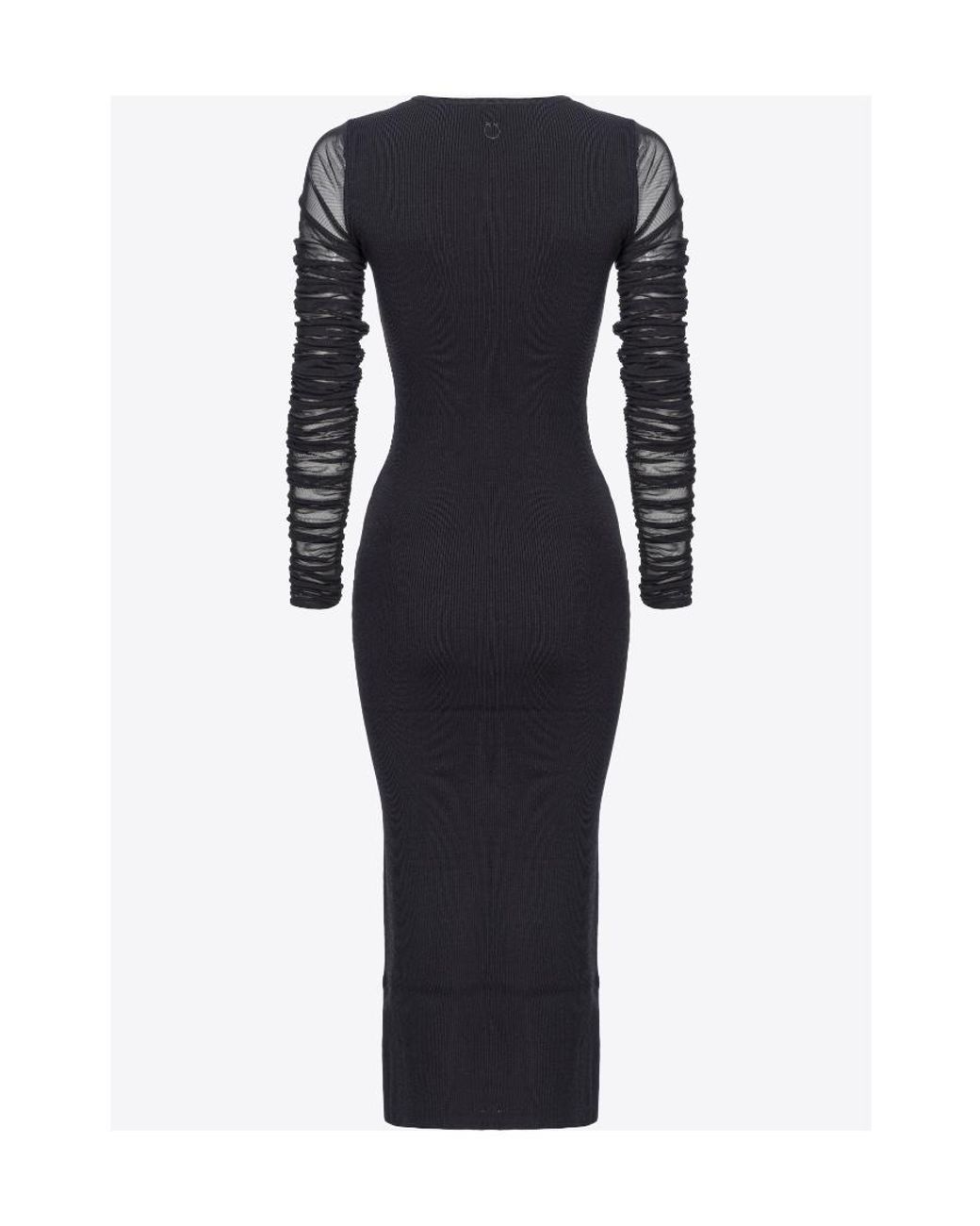 Pinko Blue Panelled Ribbed-Knit Midi Dress