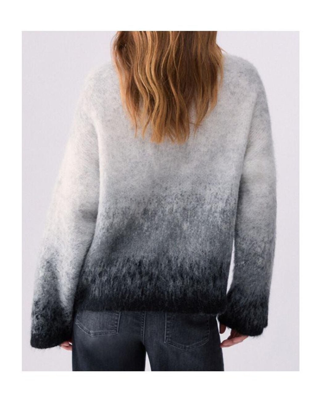 Liu Jo Gray Ombre High Neck Knitted Sweater