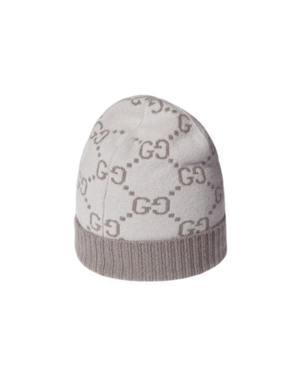 Gucci Gray Logo Intarsia Knit Beanie