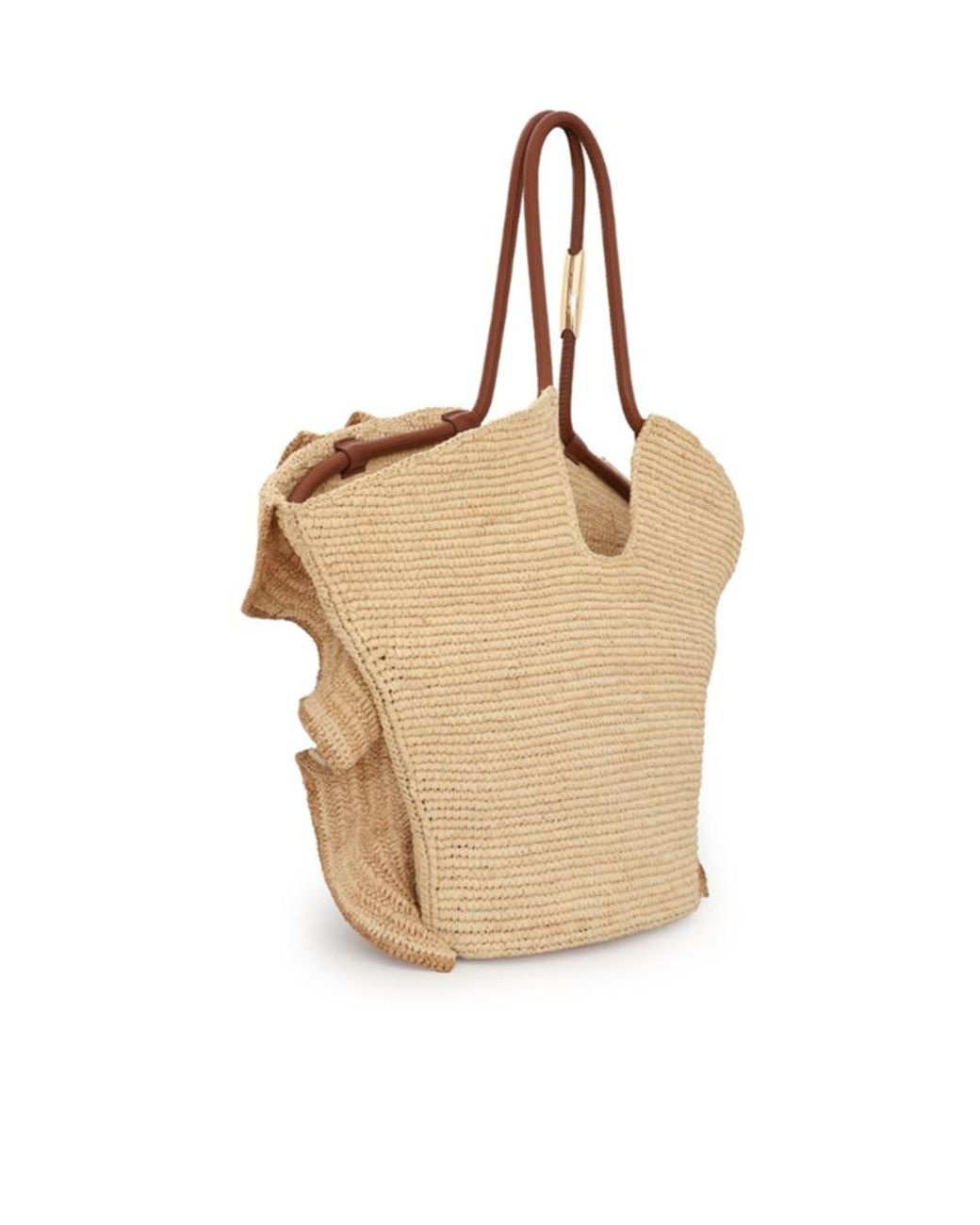 Zimmermann Natural Ruffle Detailed Top Handle Bag