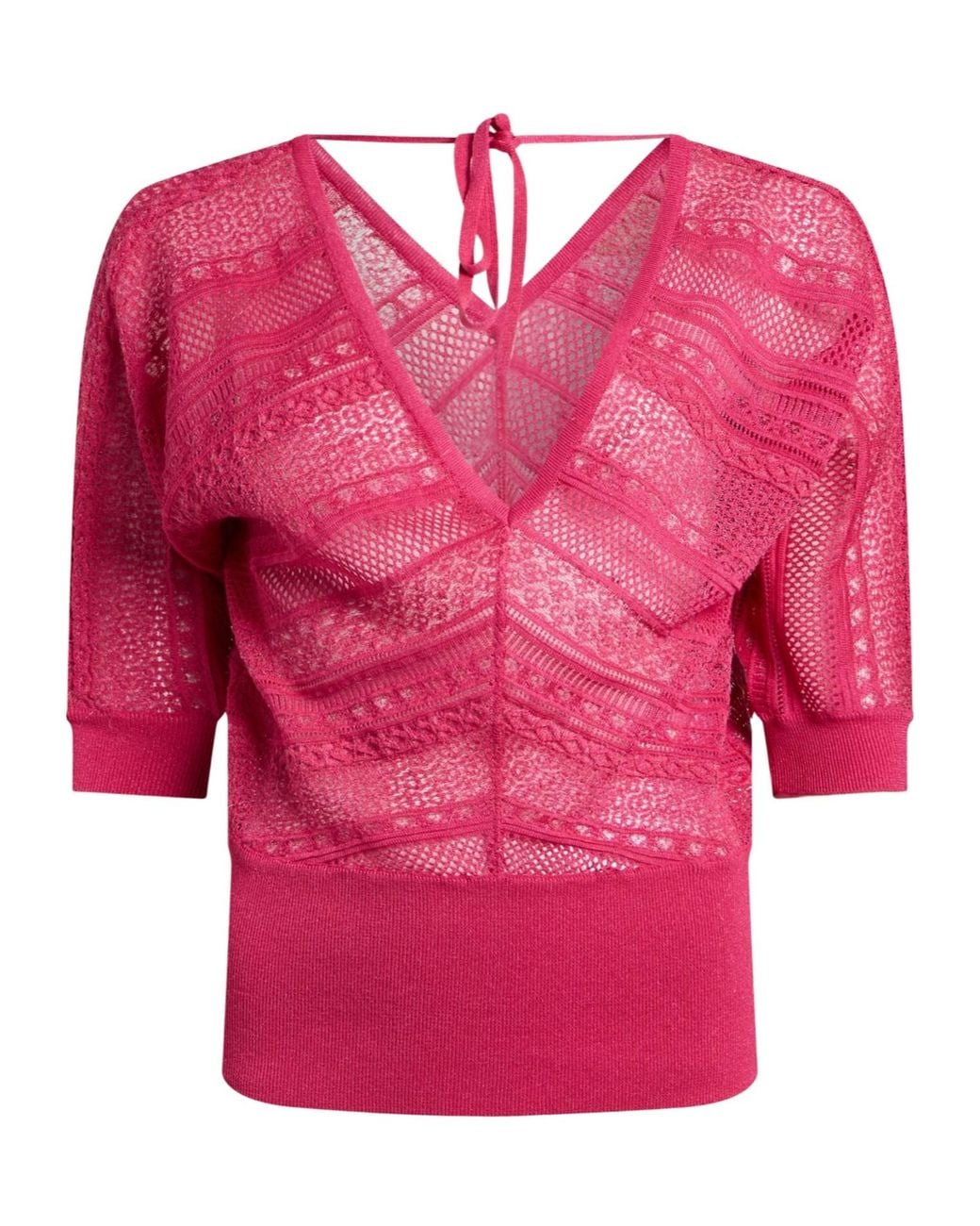 MAX&Co. Pink Solid-Colored Lightweight Knit Top