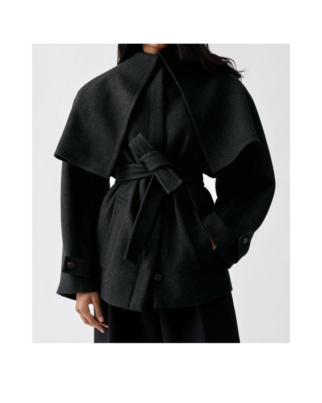 Jacquemus Black The Boléro Tied-Waist Short Peacoat