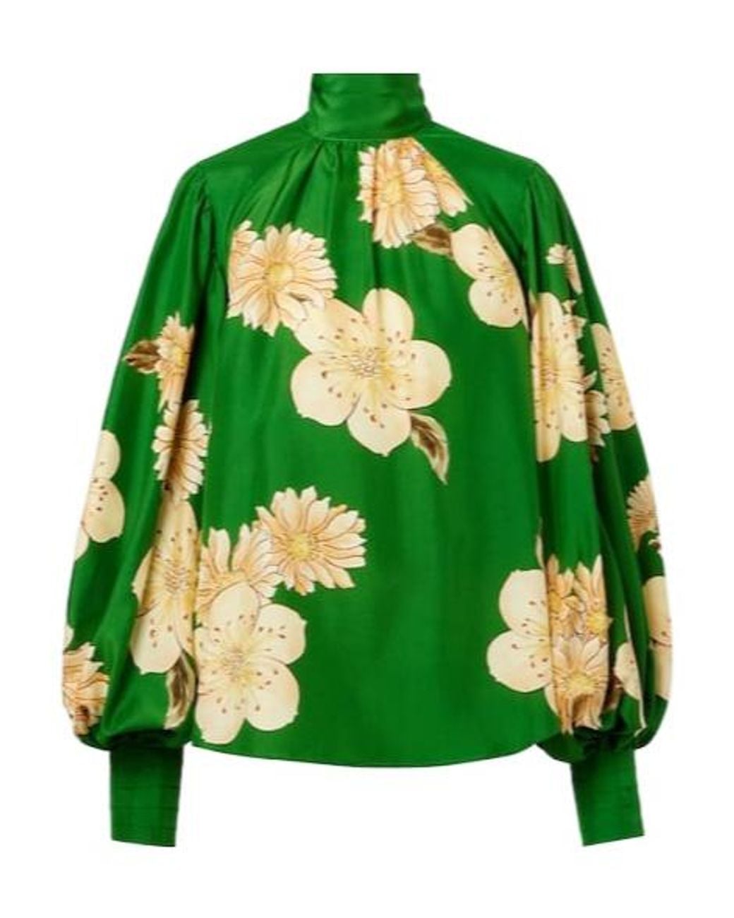 ALÉMAIS Green Sage Floral Silk Blouse