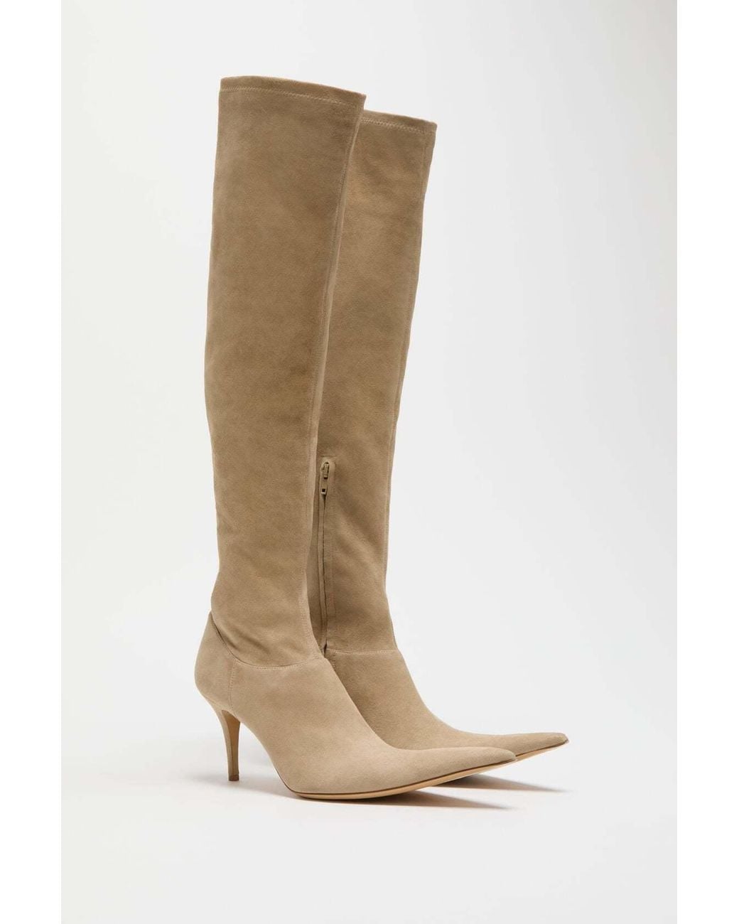 Acne White Stretch Suede Boot