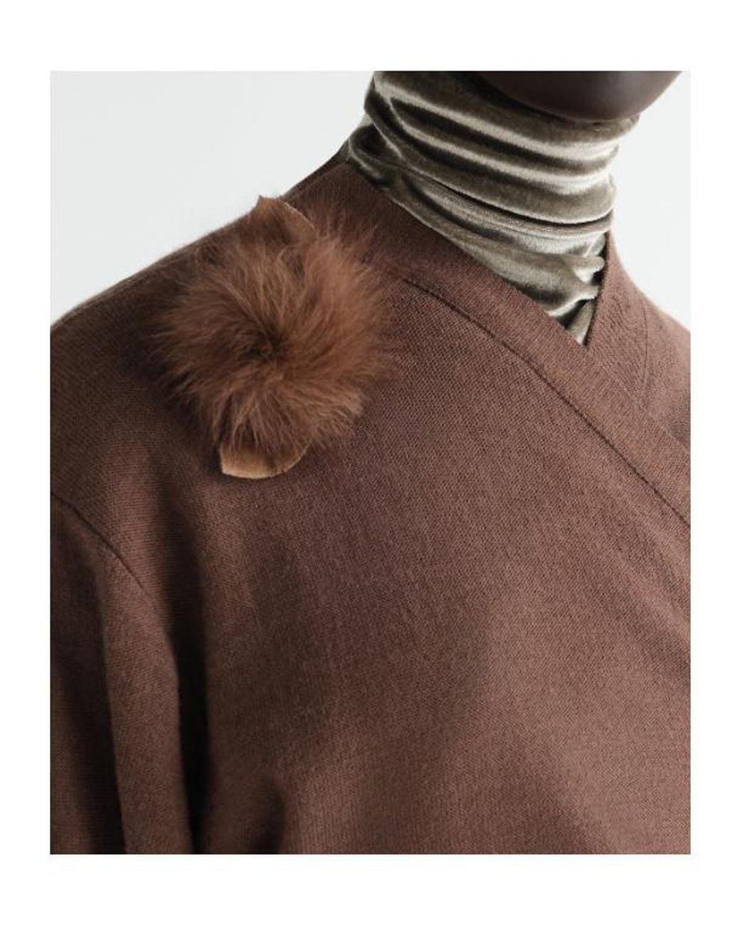 Lemaire Brown Fuzzy Rose Brooch