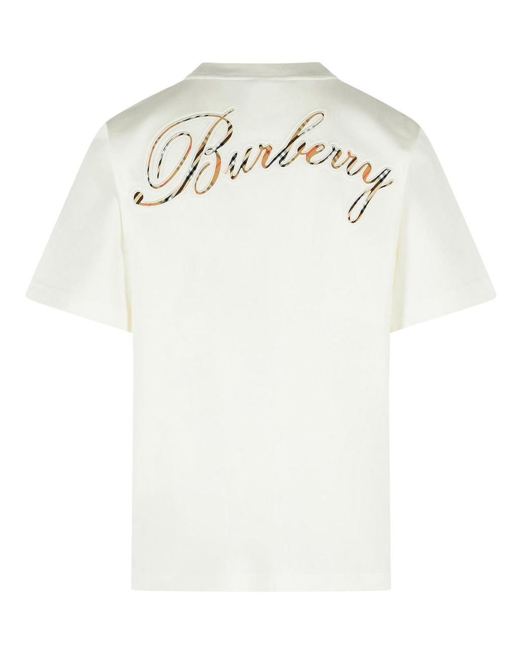Burberry White Plaid Logo T-Shirt for men