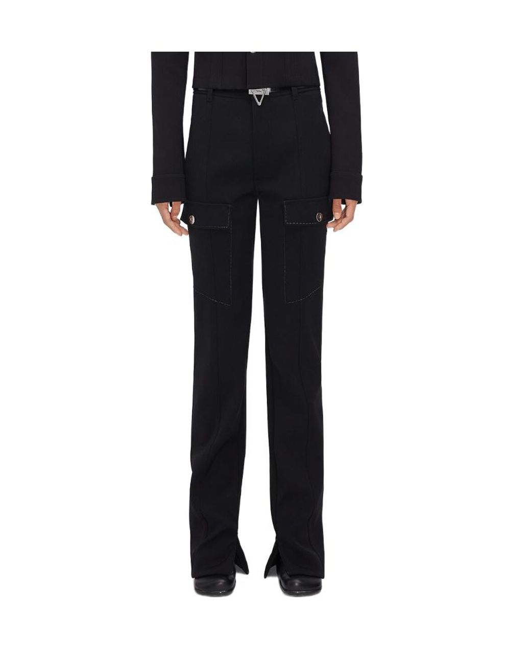 Bottega Veneta Black Slit-Hem Cargo Pants