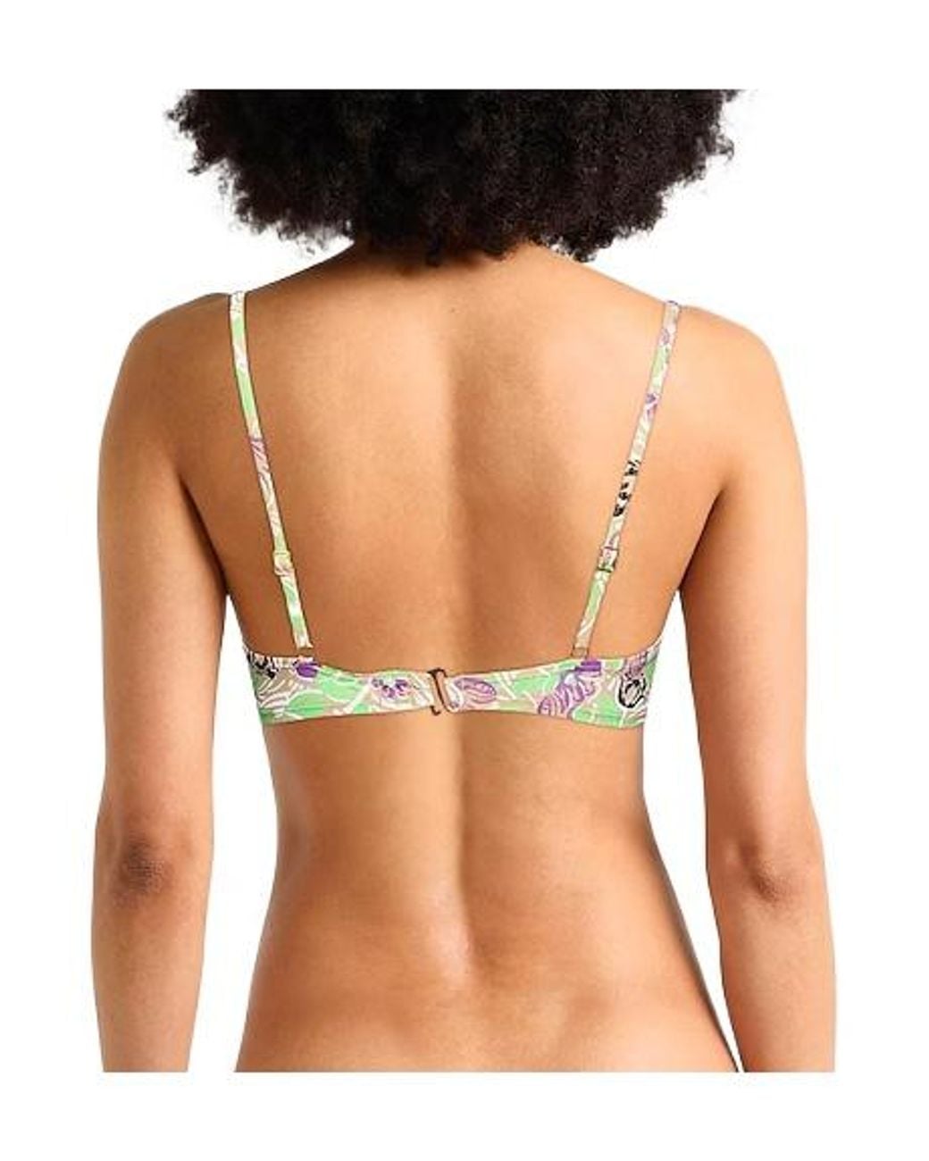 Tory Burch Green Floral-Print Bikini Tops