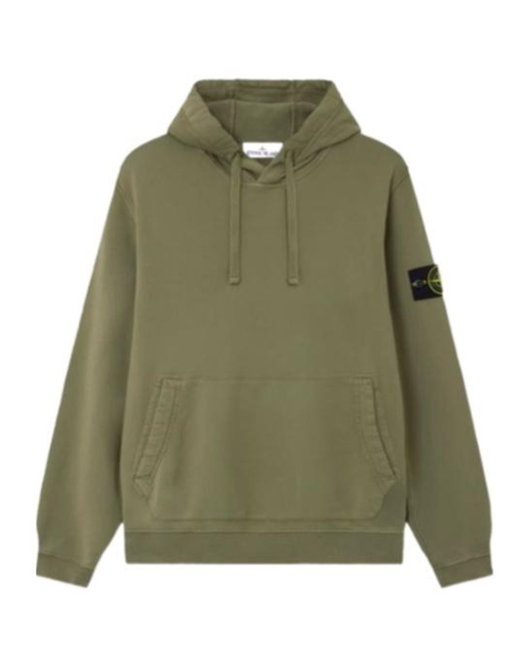 Stone Island Green Logo Patch Drawstring Hoodie for men
