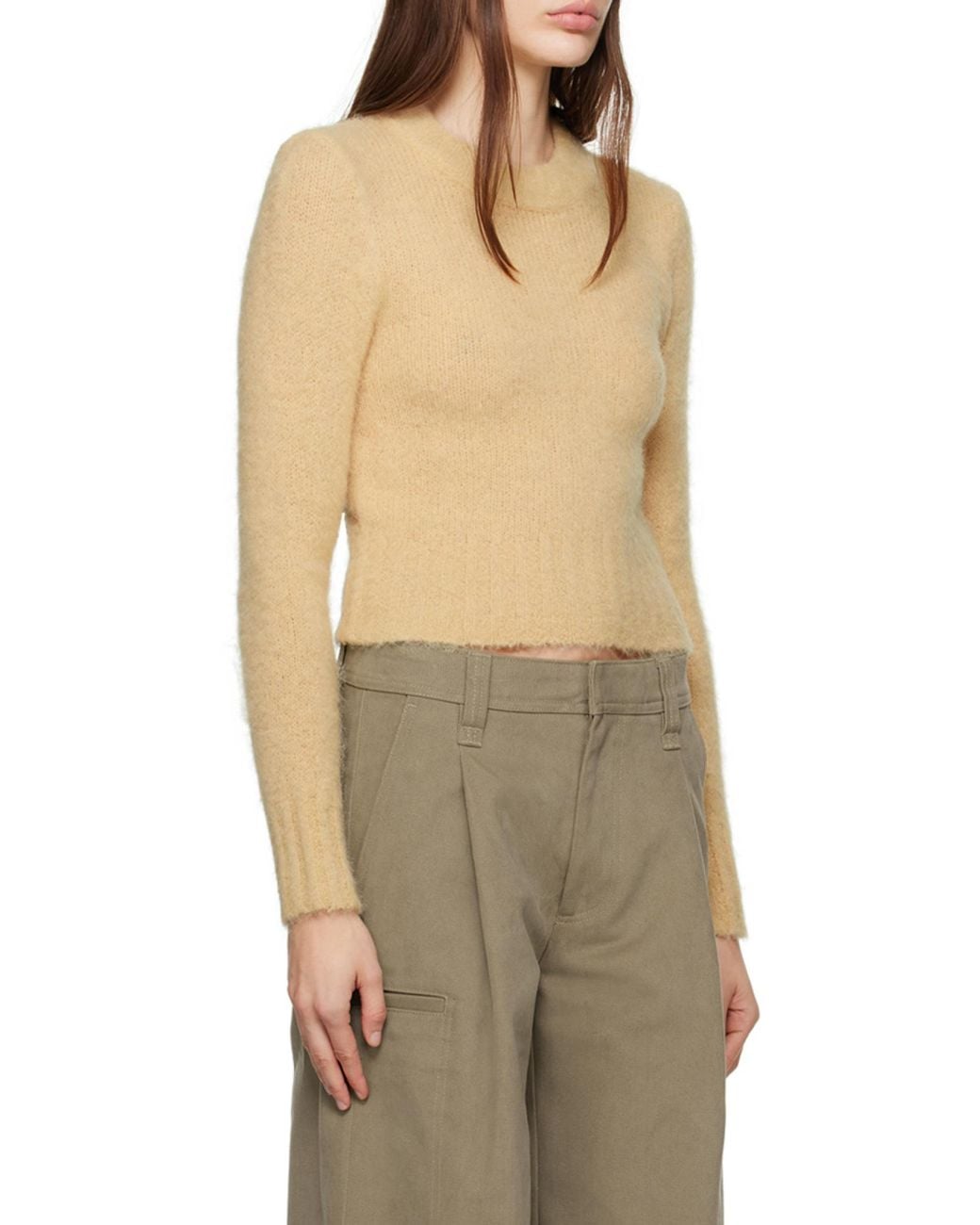 AMI Natural Ami Brushed Crewneck Knit Sweater