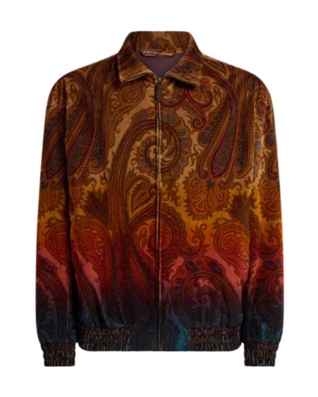Etro Brown Paisley Zip-Up Sweatshirt for men