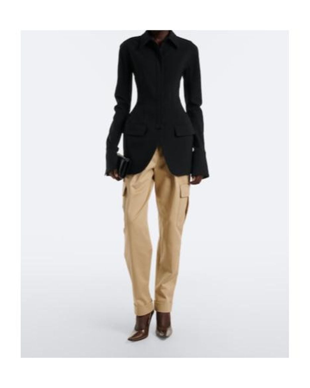 Mugler Natural Pleated Cotton-Blend Cargo Pants