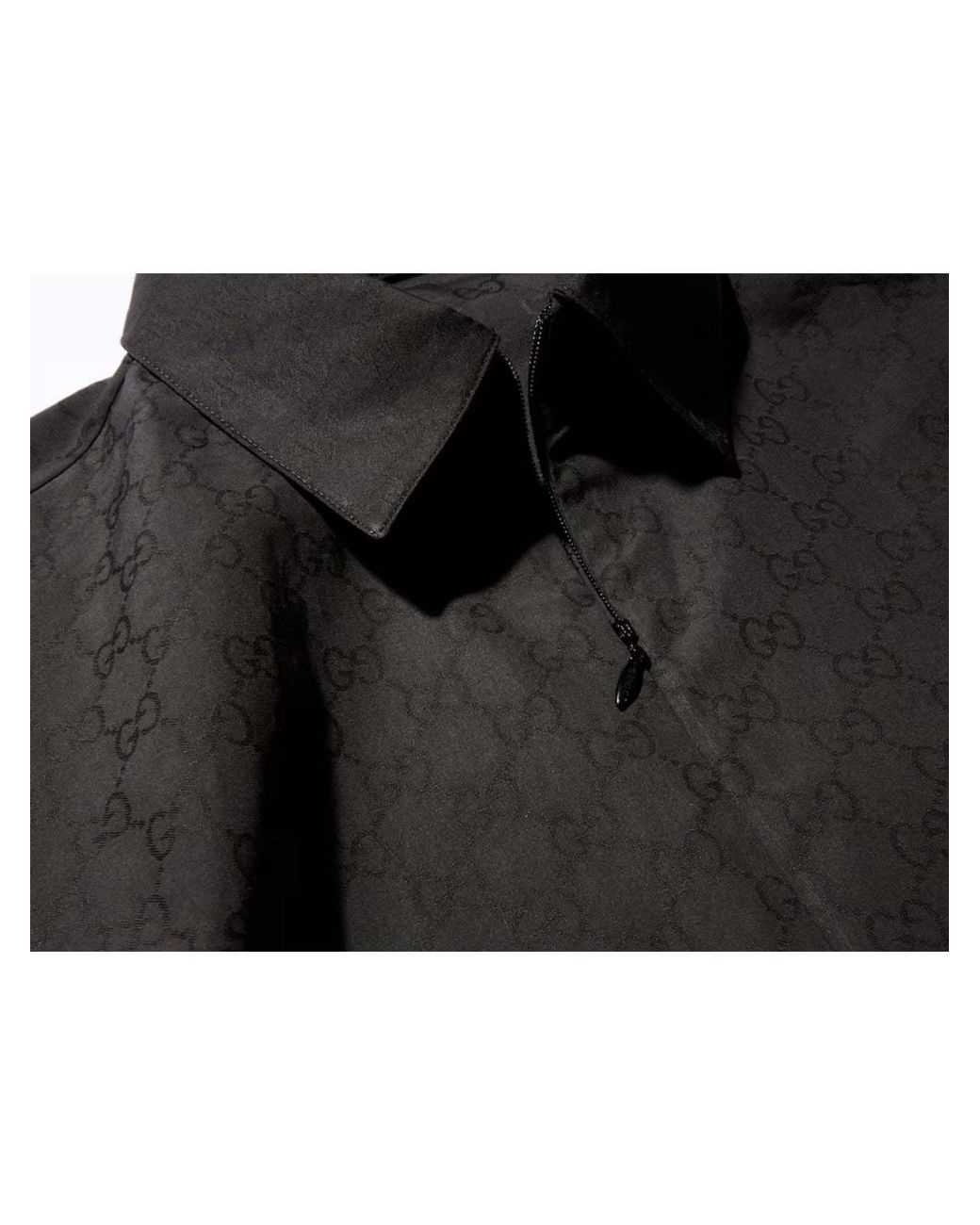 Gucci Black Gg Cotton Poplin Zip Shirt for men