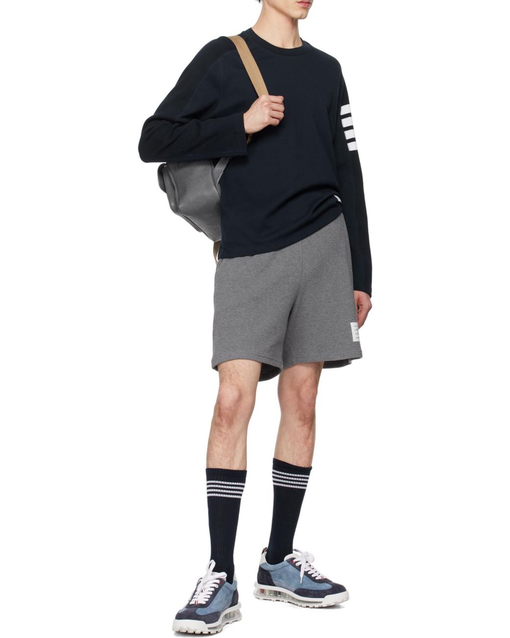 Thom Browne Blue Bar Striped Crewneck Sweatshirt for men