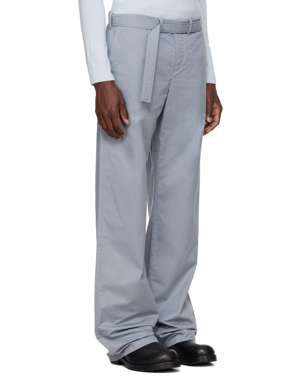 Rier Black Belt Loop Casual Pants for men