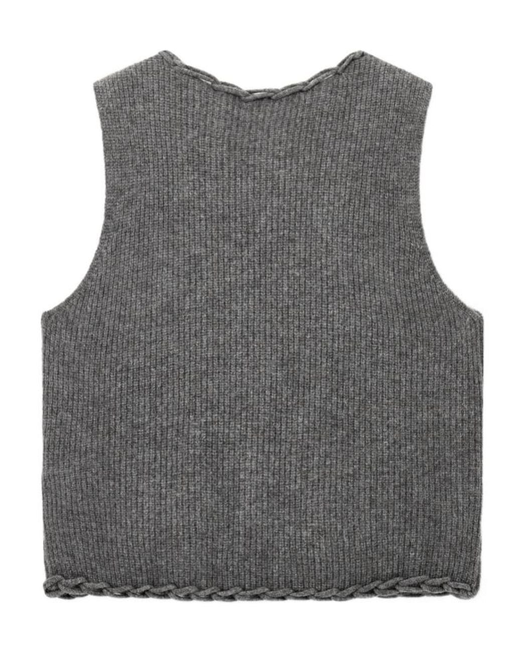 Emporio Armani Gray V-Neck Knitted Vest