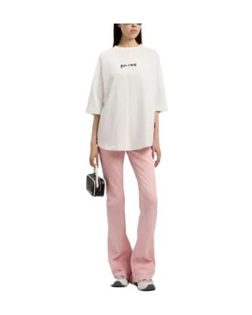 Palm Angels White Logo-Print Crew-Neck T-Shirt