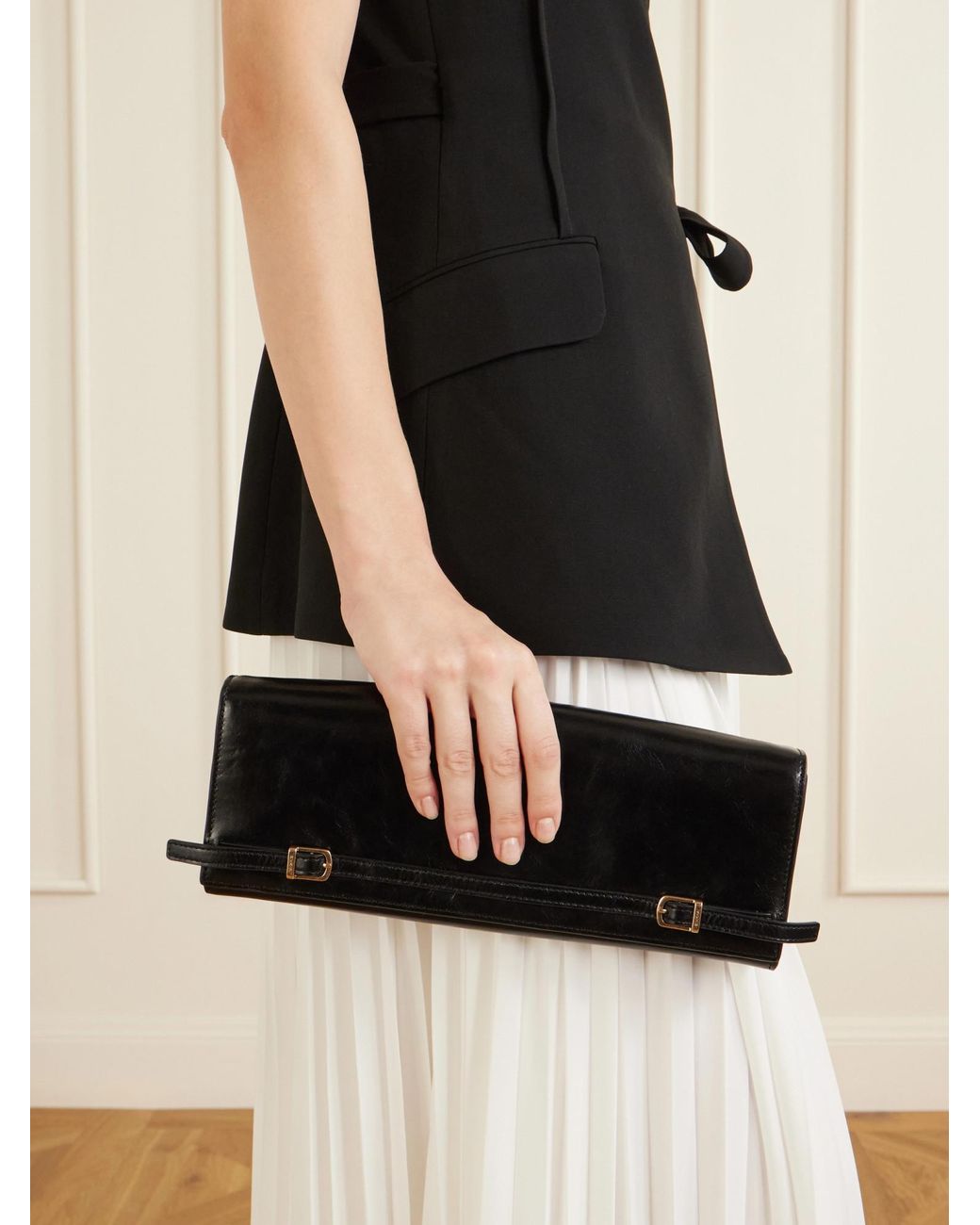 Jonathan Simkhai Black River East West Leather Clutch