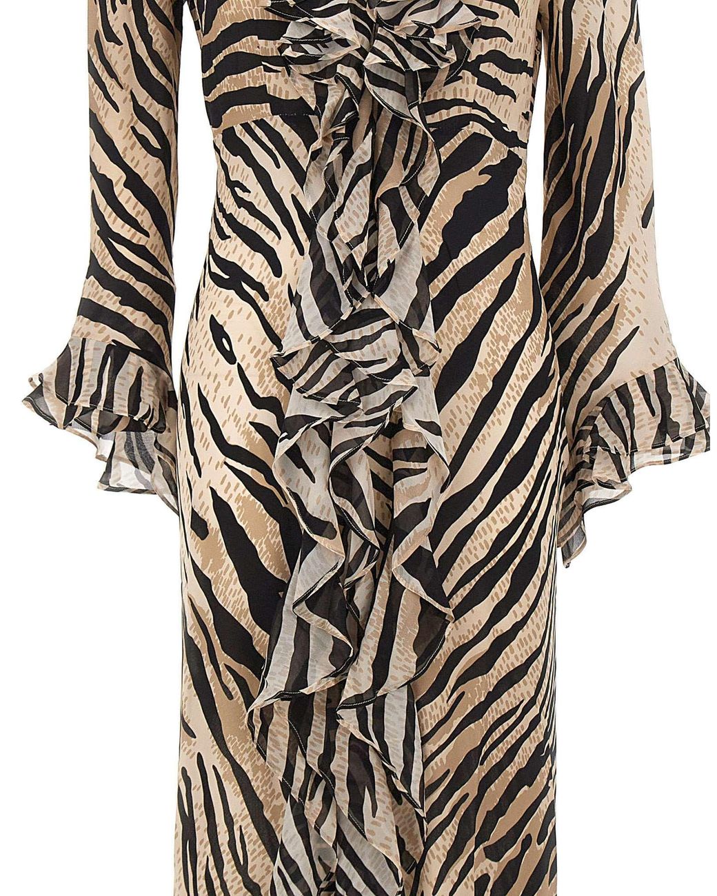 Rixo Natural Long-Sleeved Dress