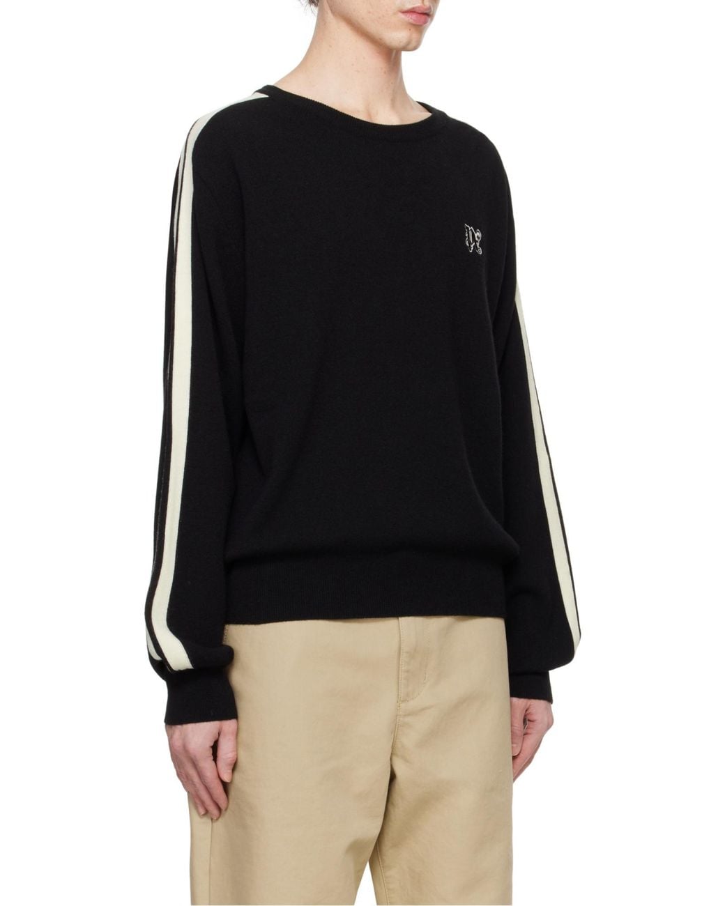 Palm Angels Black Monogram Embroidered Knitted Jumper for men