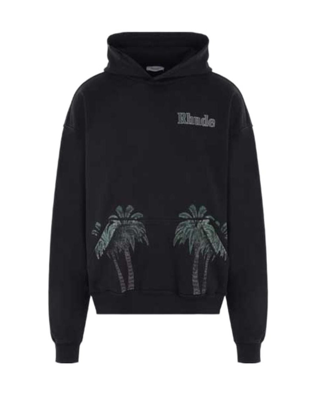 Rhude Blue Logo-Print Long-Sleeve Hoodie for men