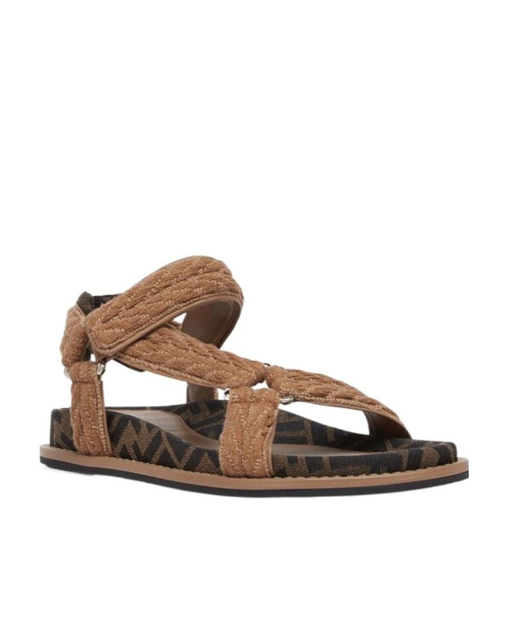 Fendi Brown Feel Braided Flat Sandals