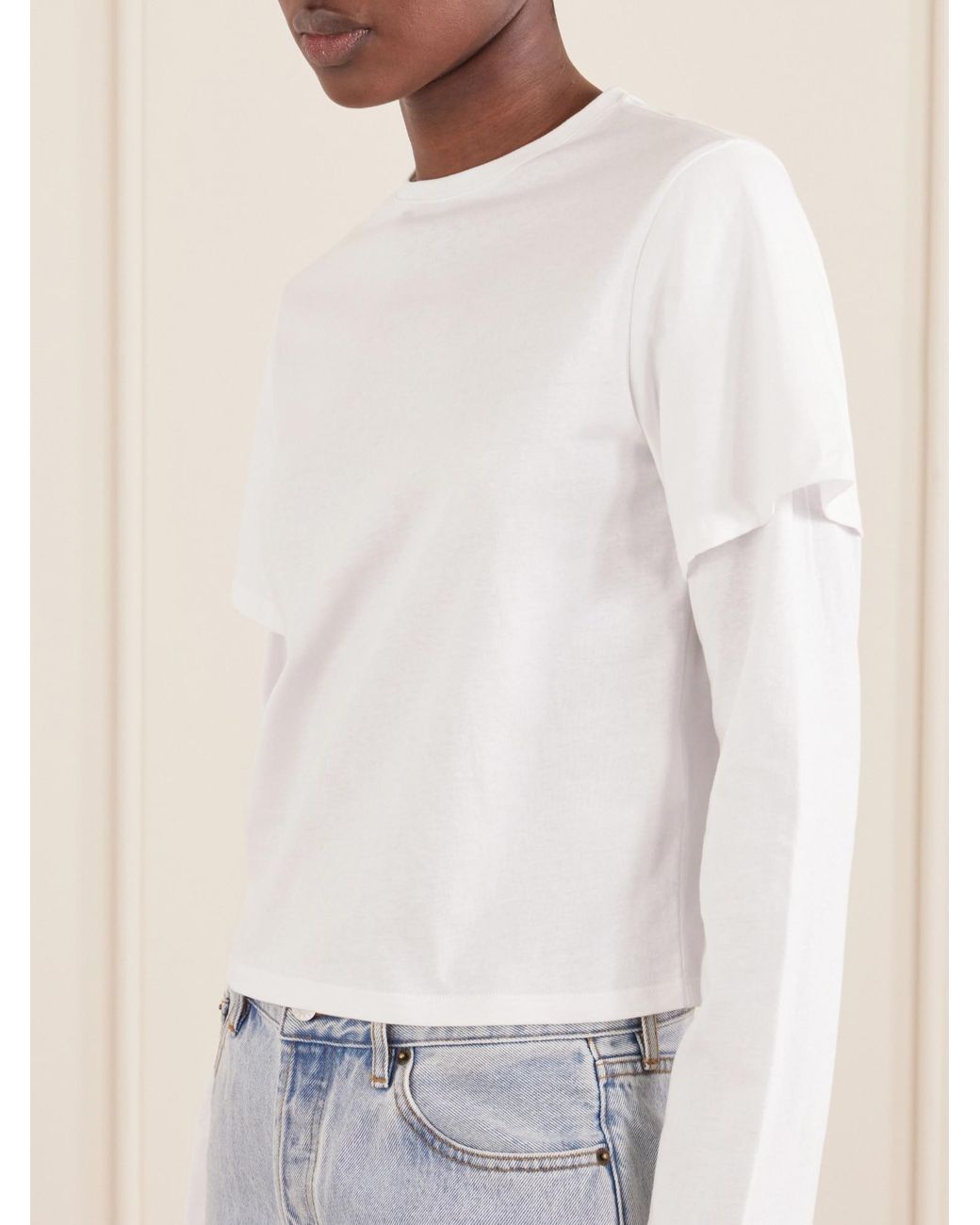 Still Here White Double Cotton-Jersey T-Shirt