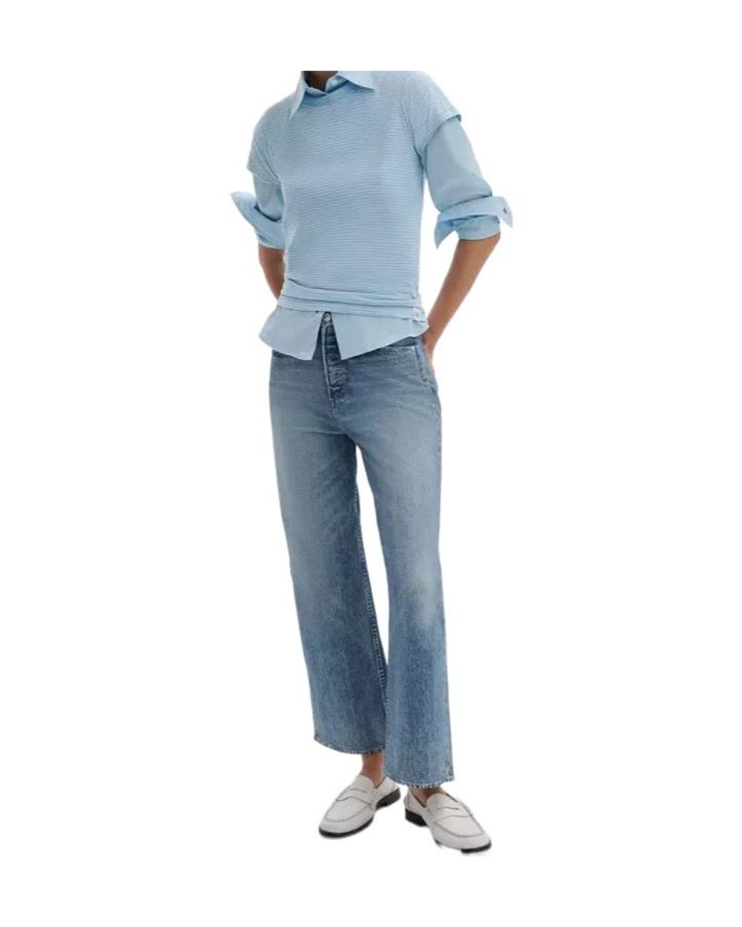 Rag & Bone Blue Miramar Andi Ankle Wide-Leg Jeans