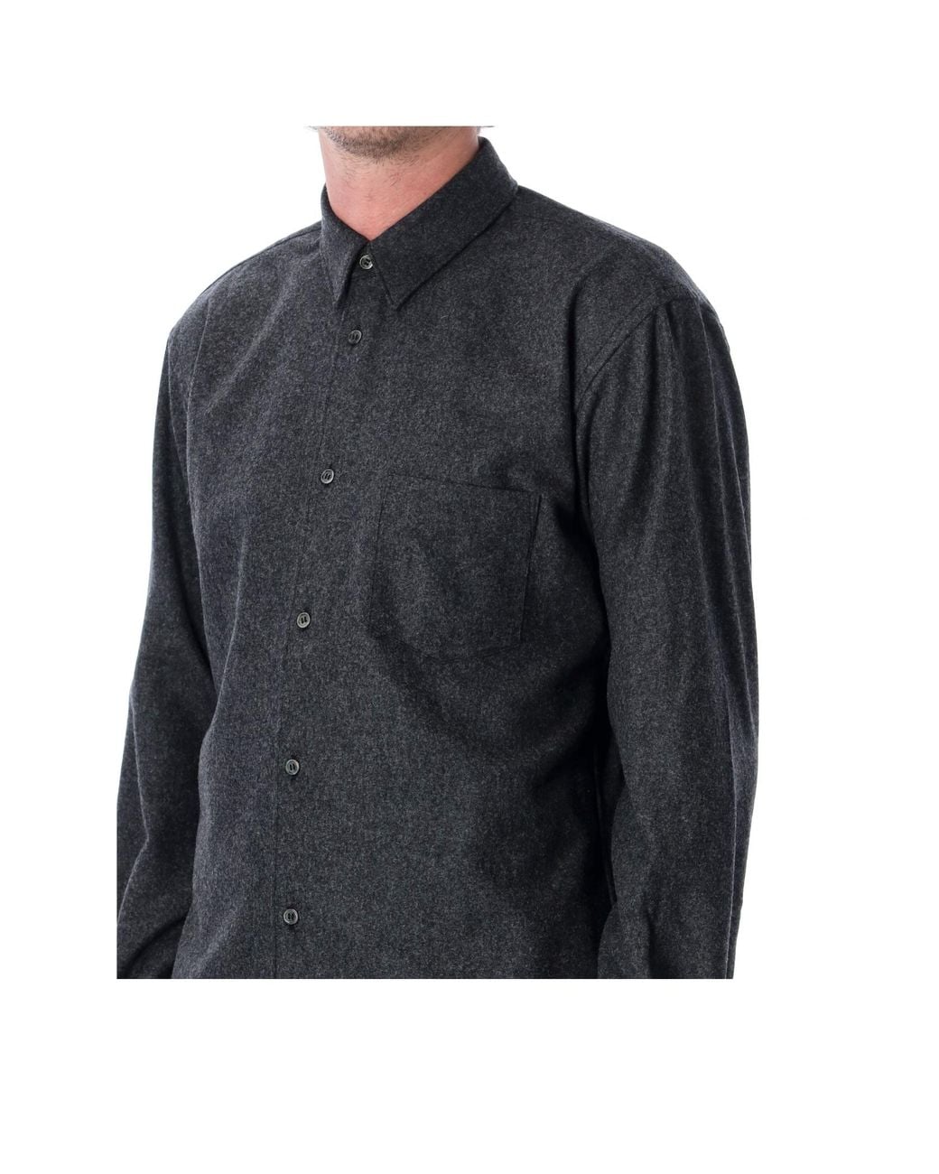 Comme des Garçons Black Long-Sleeved Collared Shirt for men