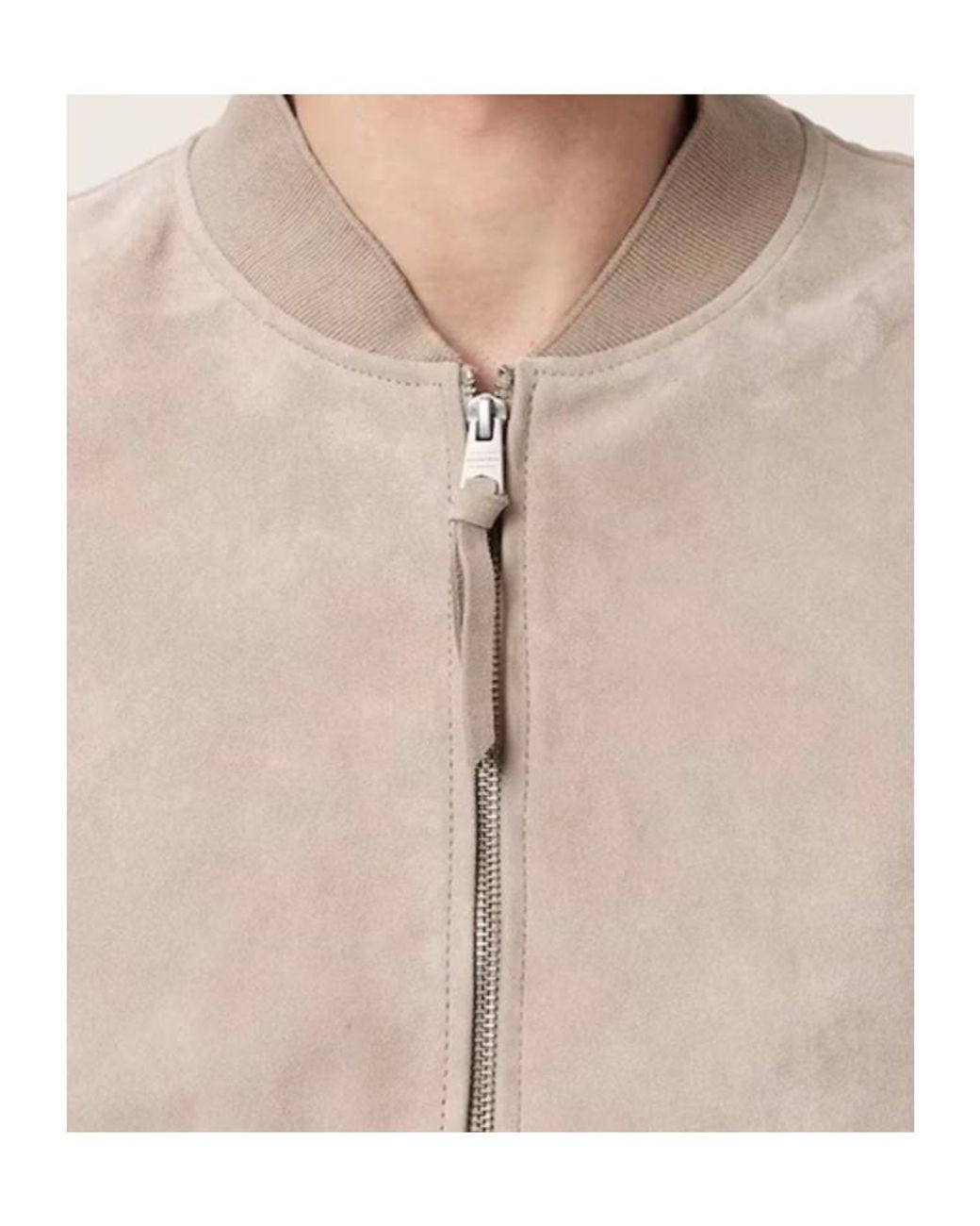 AllSaints Natural Long-Sleeve Leather Jacket for men