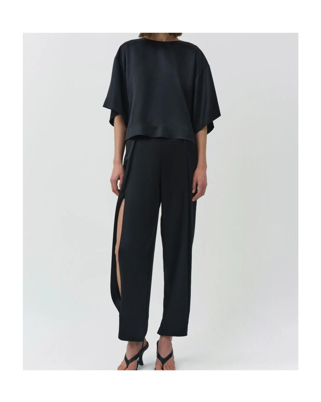 Jonathan Simkhai Black Satin Blouse