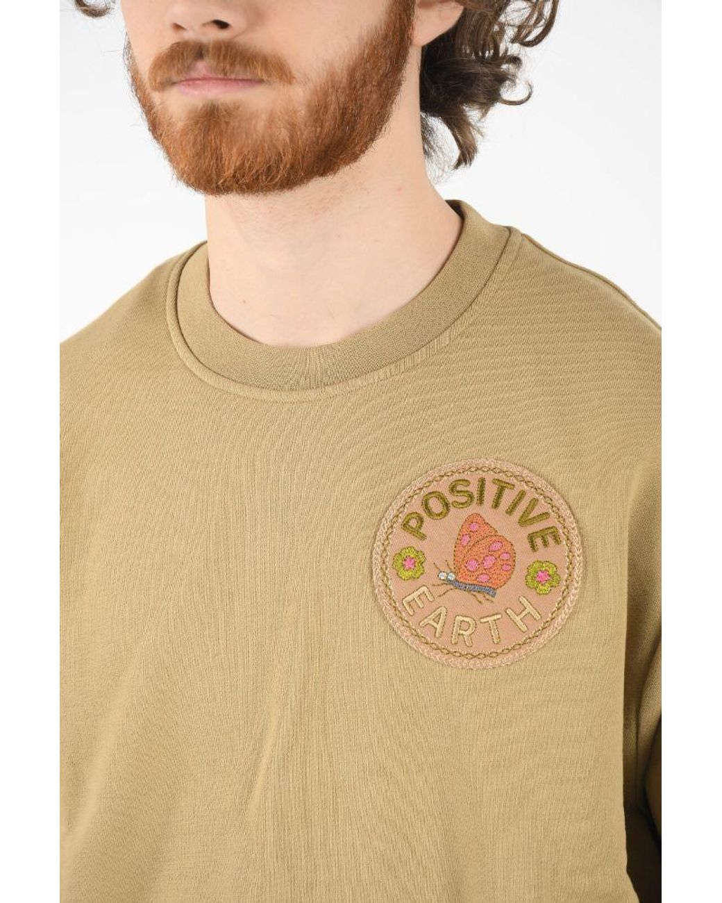 McQueen Natural Patch-Detail Crew Neck Sweatshirt for men