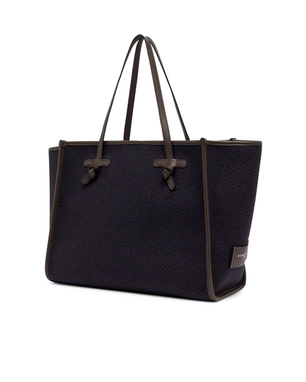 Gianni Chiarini Black Marcella Herringbone-Pattern Tote Bag