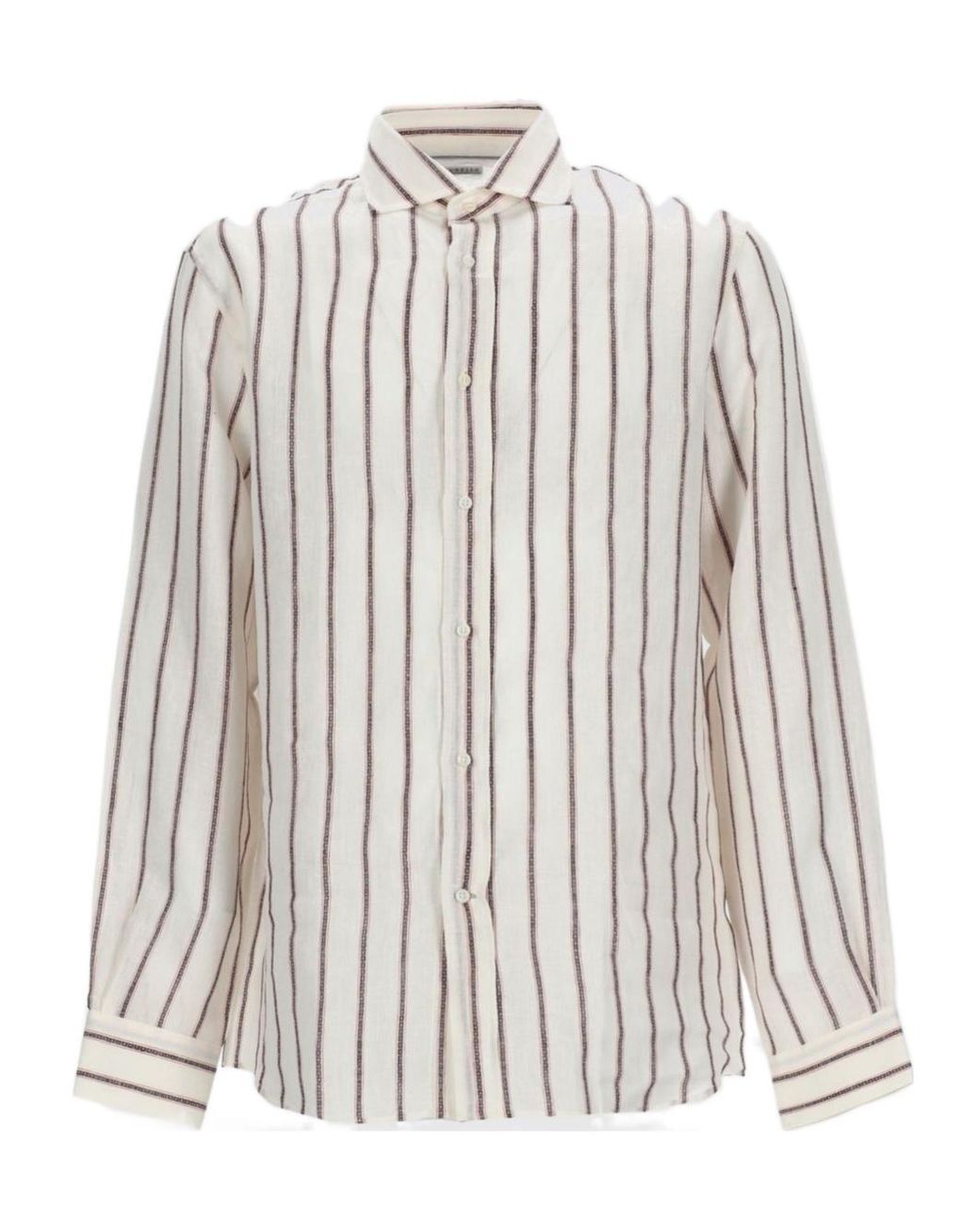 Brunello Cucinelli White Striped Linen Shirt for men