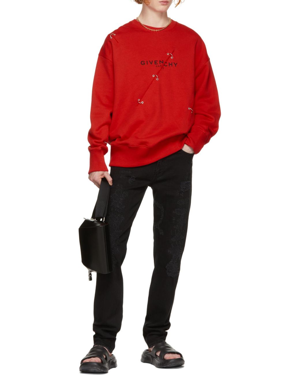 Givenchy Black Destroyed Slim Fit Jeans for men