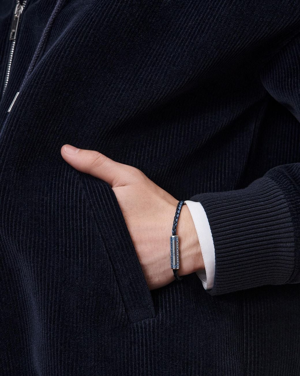 Dior White Cannage Braided Bracelet for men