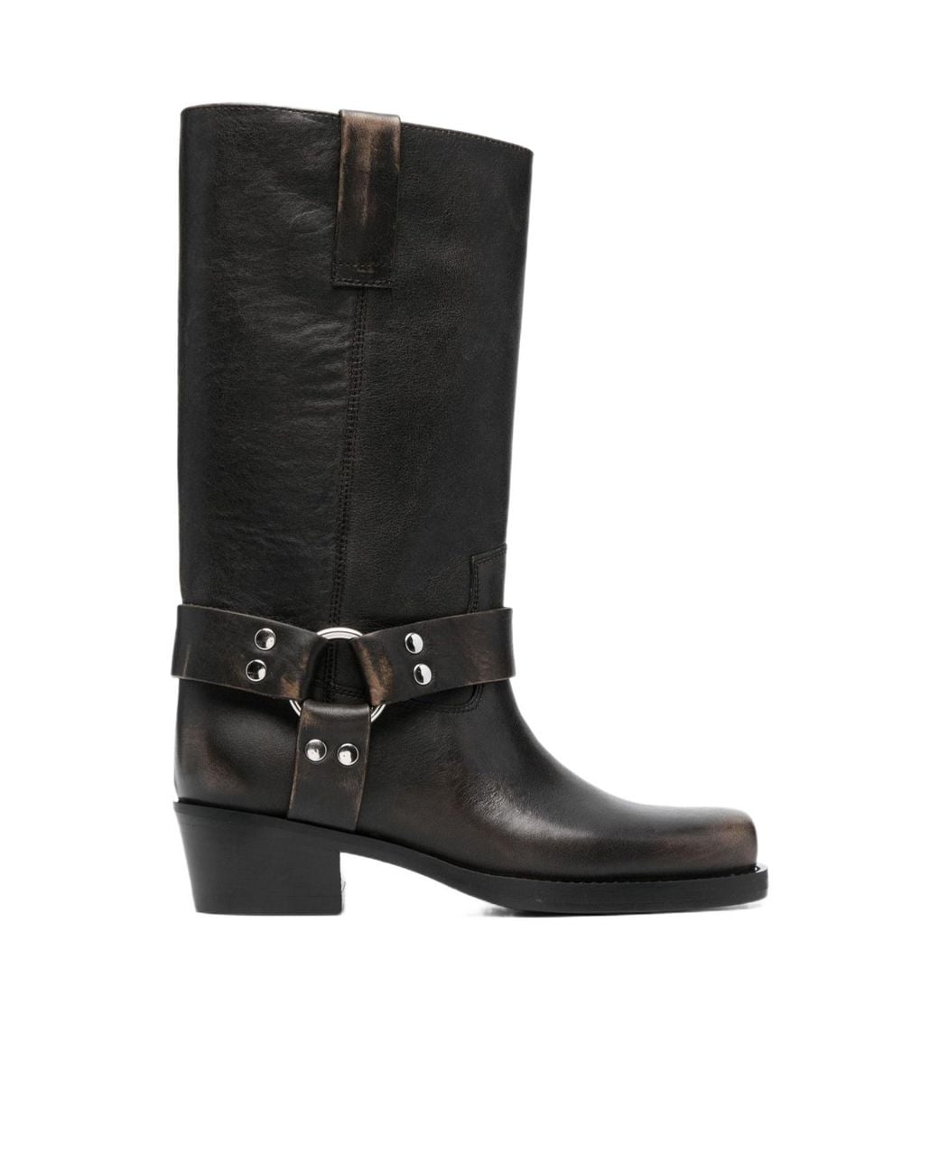 Paris Texas Black Faded-Effect Harness Boots