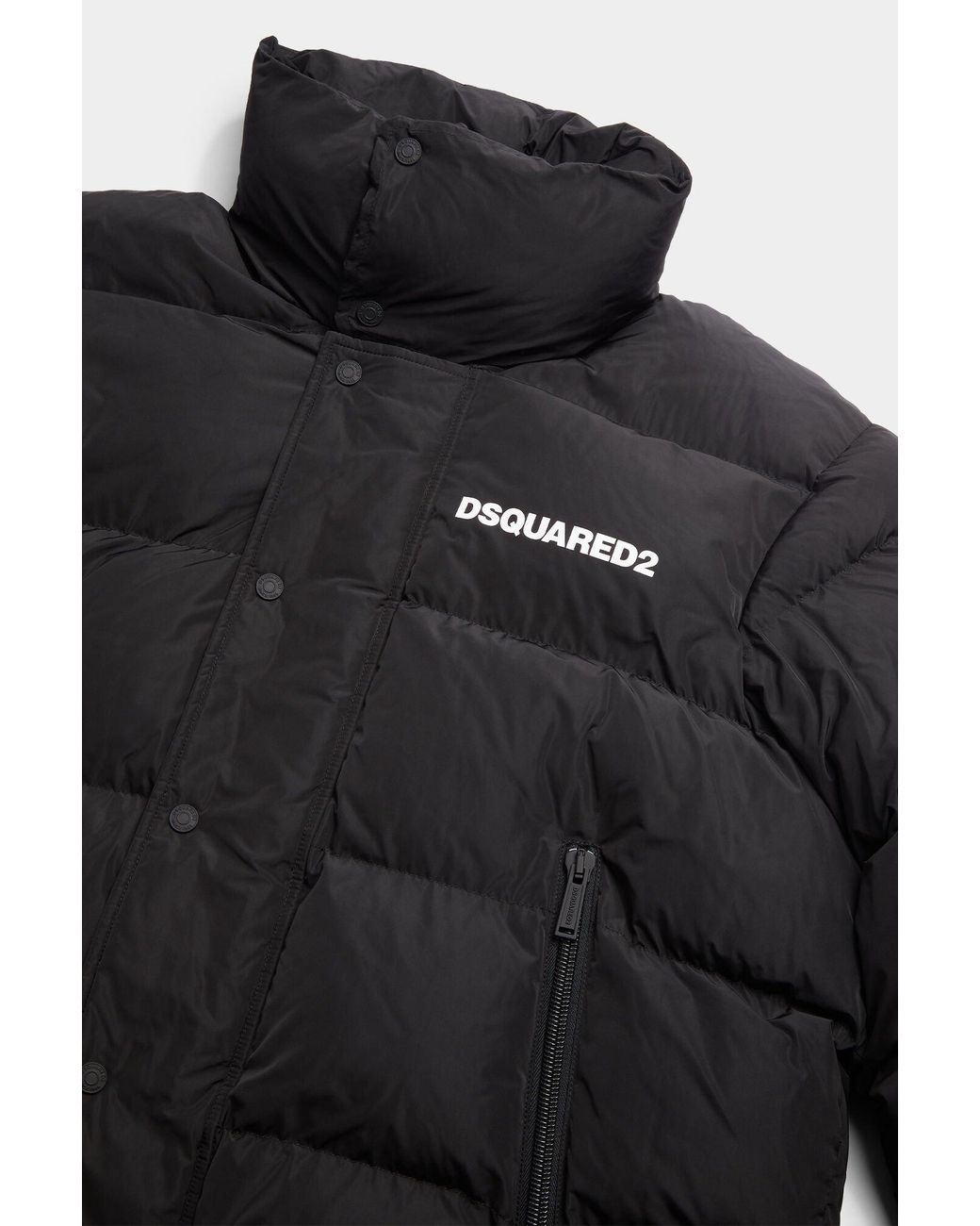 DSquared² Black Quilted Long-Sleeve Cotton Jacket for men