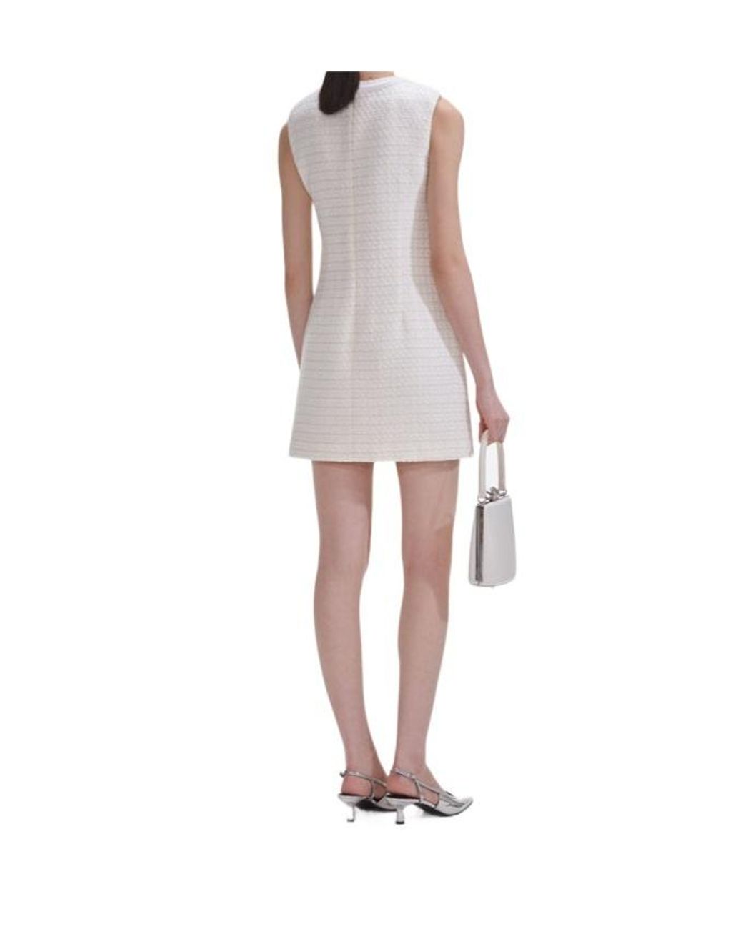 Self-Portrait White Boucle Bow Mini Dress