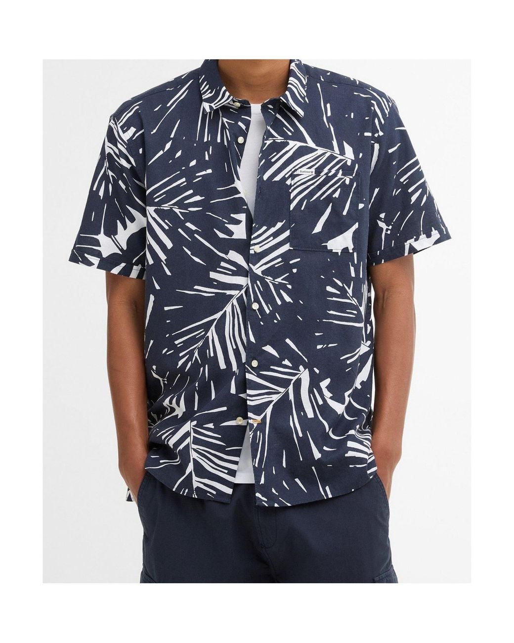 Barbour Blue Short-Sleeved Printed Shirt for men